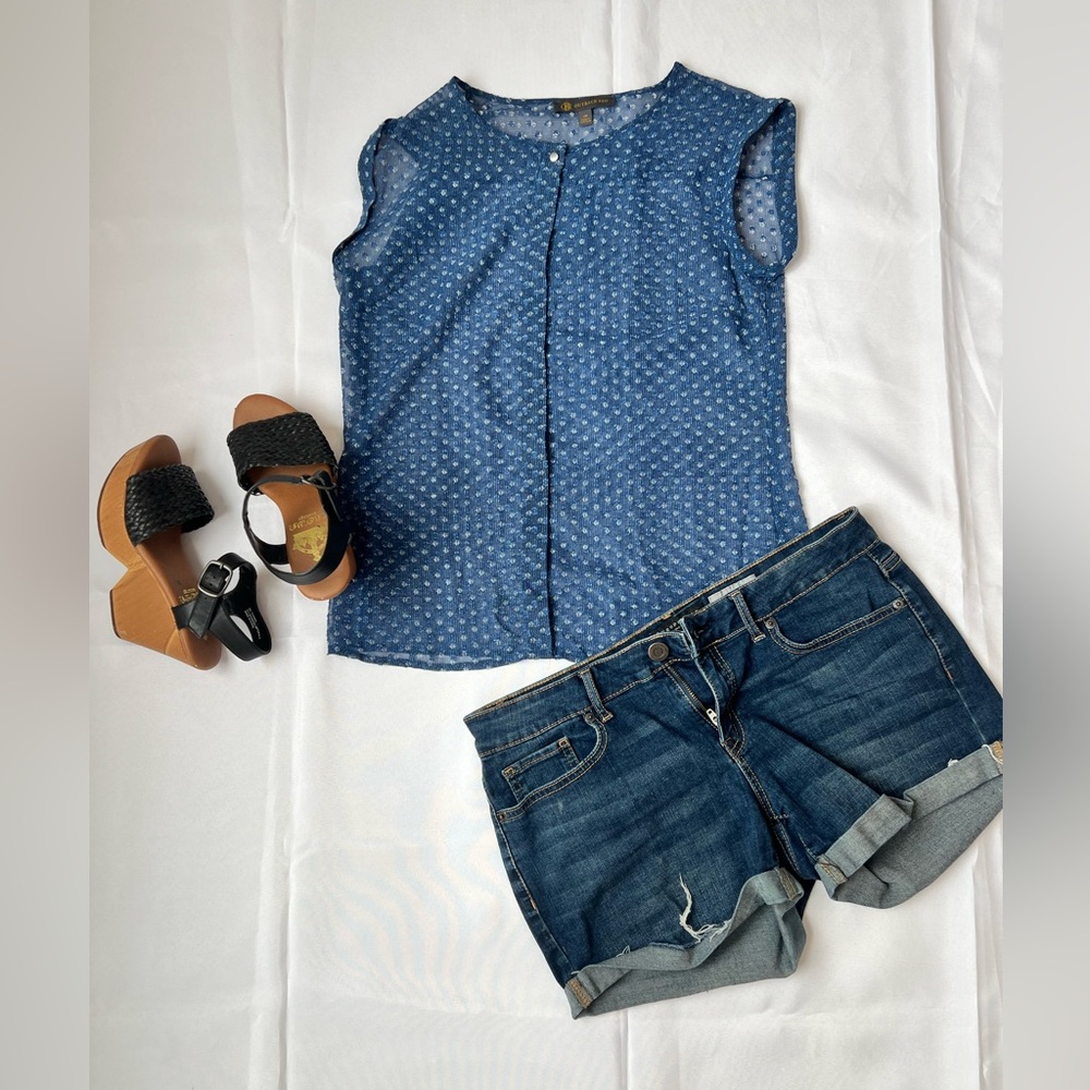 Chiffon dotted blue blouse